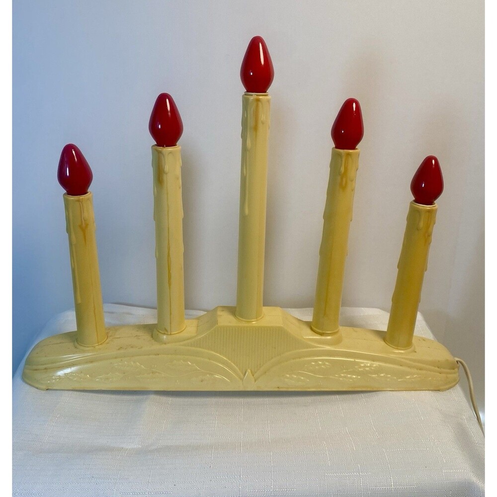 Vintage Christmas GE 5 Light Candolier Candelabra Window Lights w/Box WORKS
